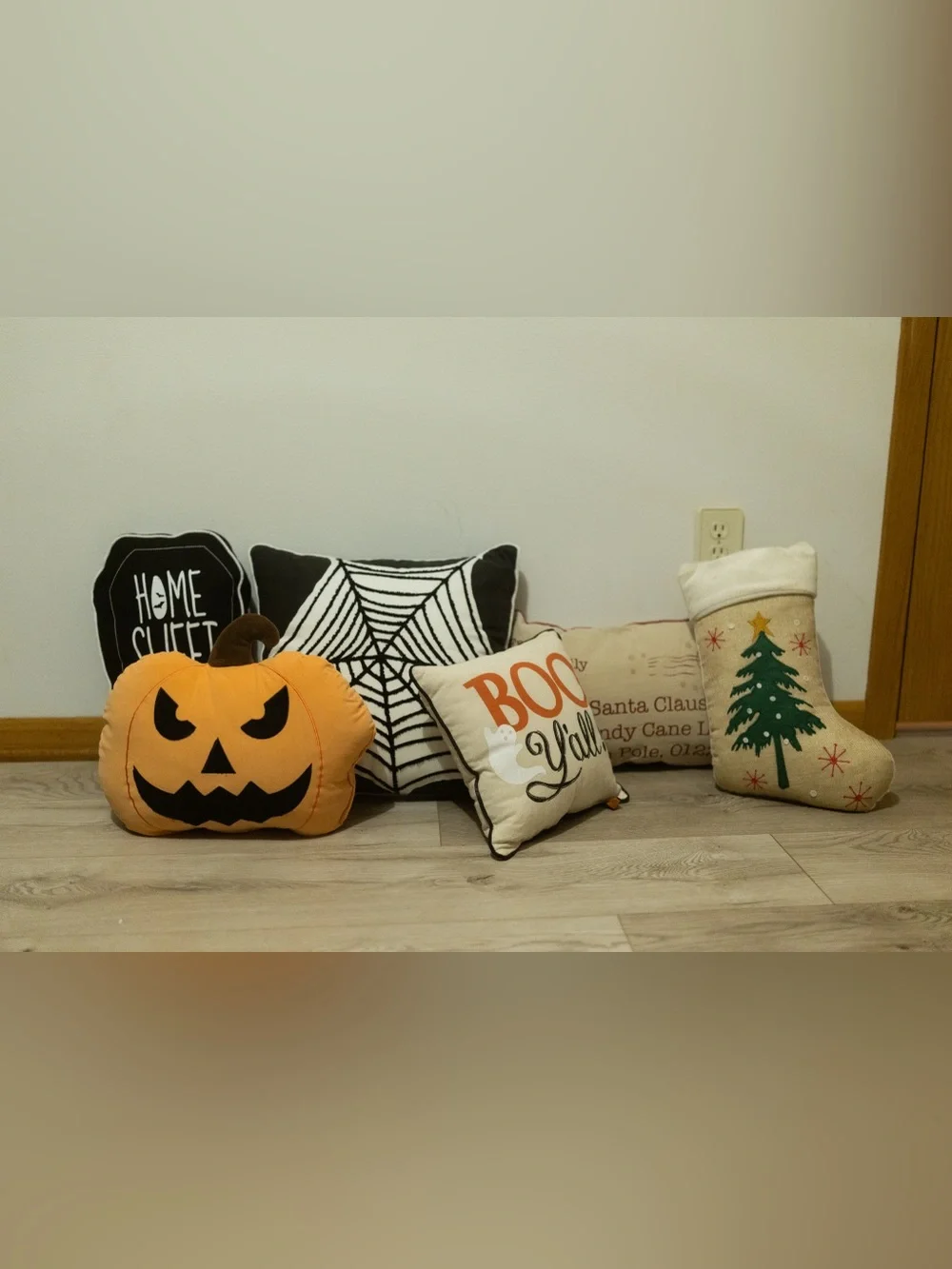 Assorted holiday pillows